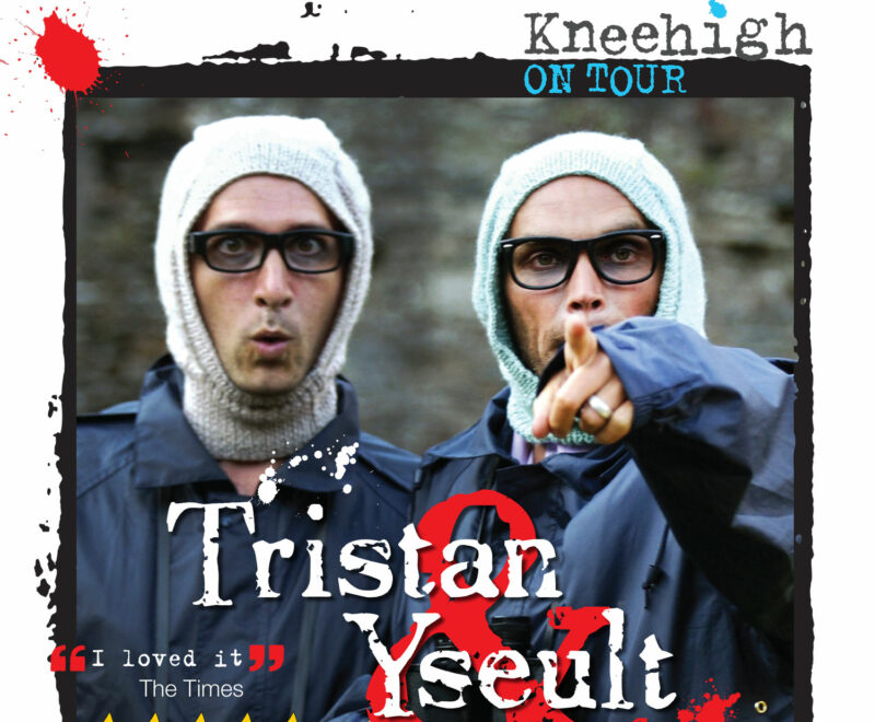 Poster for Tristan & Yseult at the Hall for Cornwall, featuring two mean in balaclavas and anoraks wearing dark rimmed glasses.