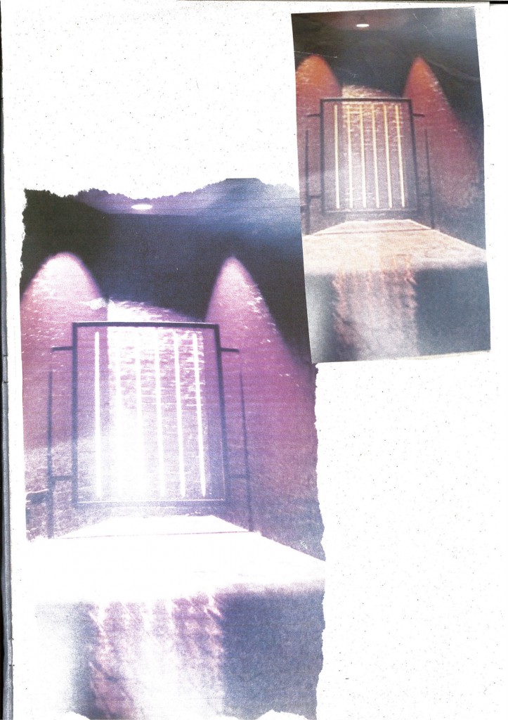 A faded industrial style image of a gate.