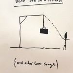 Illustration of a hanging suitcase with the title 'dead dog in a suitcase (and other love songs).