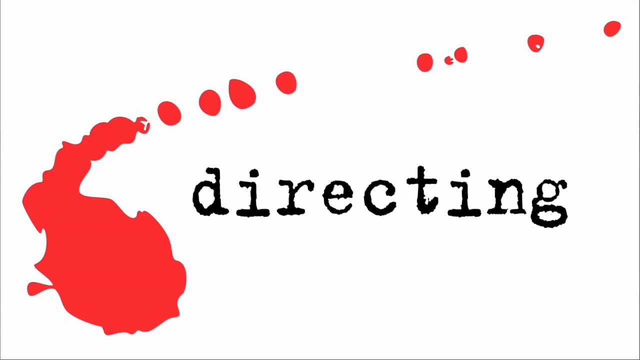 A stylized graphic with a red ink blot trail leading to the word 'directing' in black lowercase letters.