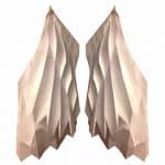 A pixelated image of two beige paper wings against a plain white background.