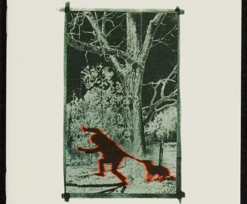 Image features a saturated cartoon illustration of a man being chased by a dog set against the backdrop of a forest with a dark green and black colour scheme. The production title 'Wild Jam' is presented above the image in the top centre in a green horror inspired font.
